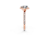 Rose gold Heart Cut Halo Round Diamond Pavé Band Four-Prong Ring_2