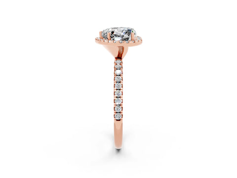 Rose gold Heart Cut Halo Round Diamond Pavé Band Four-Prong Ring_2