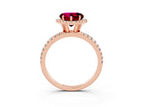 Rose gold Heart Cut Halo Round Diamond Pavé Band Four-Prong Ring_3