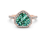 Rose gold Heart Cut Halo Round Diamond Pavé Band Four-Prong Ring