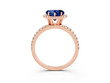 Rose gold Heart Cut Halo Round Diamond Pavé Band Four-Prong Ring_3