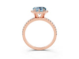 Rose gold Heart Cut Halo Round Diamond Pavé Band Four-Prong Ring_3