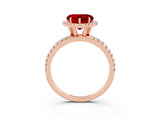 Rose gold Heart Cut Halo Round Diamond Pavé Band Four-Prong Ring_3