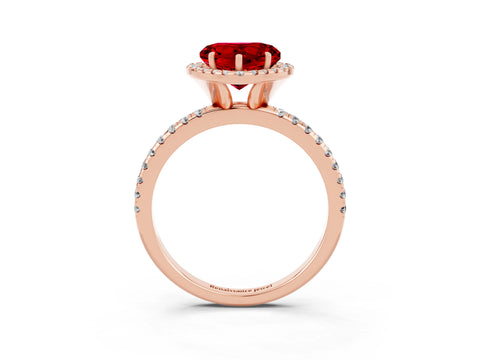 Rose gold Heart Cut Halo Round Diamond Pavé Band Four-Prong Ring_3