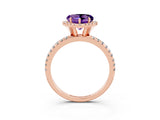 Rose gold Heart Cut Halo Round Diamond Pavé Band Four-Prong Ring_3