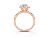 Rose gold Heart Cut Halo Round Diamond Pavé Band Four-Prong Ring_3