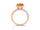 Rose gold Heart Cut Halo Round Diamond Pavé Band Four-Prong Ring_3
