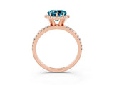 Rose gold Heart Cut Halo Round Diamond Pavé Band Four-Prong Ring_3