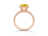 Rose gold Heart Cut Halo Round Diamond Pavé Band Four-Prong Ring_3