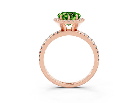 Rose gold Heart Cut Halo Round Diamond Pavé Band Four-Prong Ring_3