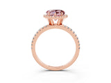 Rose gold Heart Cut Halo Round Diamond Pavé Band Four-Prong Ring_3