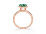 Rose gold Heart Cut Halo Round Diamond Pavé Band Four-Prong Ring_3