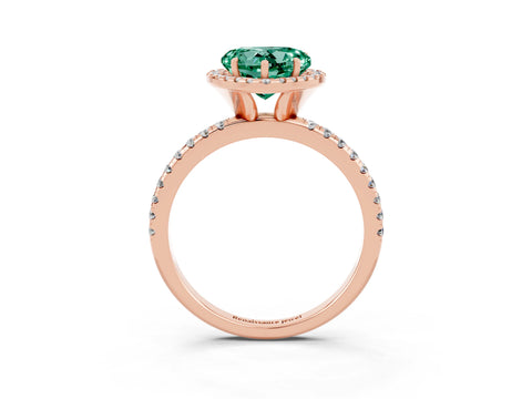 Rose gold Heart Cut Halo Round Diamond Pavé Band Four-Prong Ring_3