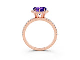 Rose gold Heart Cut Halo Round Diamond Pavé Band Four-Prong Ring_3