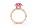 Rose gold Heart Cut Halo Round Diamond Pavé Band Four-Prong Ring_3
