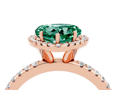 Rose gold Heart Cut Halo Round Diamond Pavé Band Four-Prong Ring_4