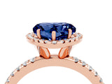 Rose gold Heart Cut Halo Round Diamond Pavé Band Four-Prong Ring_4