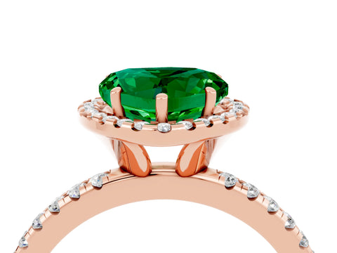 Rose gold Heart Cut Halo Round Diamond Pavé Band Four-Prong Ring_4