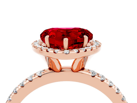 Rose gold Heart Cut Halo Round Diamond Pavé Band Four-Prong Ring_4