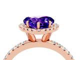 Rose gold Heart Cut Halo Round Diamond Pavé Band Four-Prong Ring_4