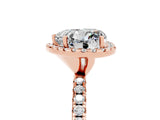 Rose gold Heart Cut Halo Round Diamond Pavé Band Four-Prong Ring_5