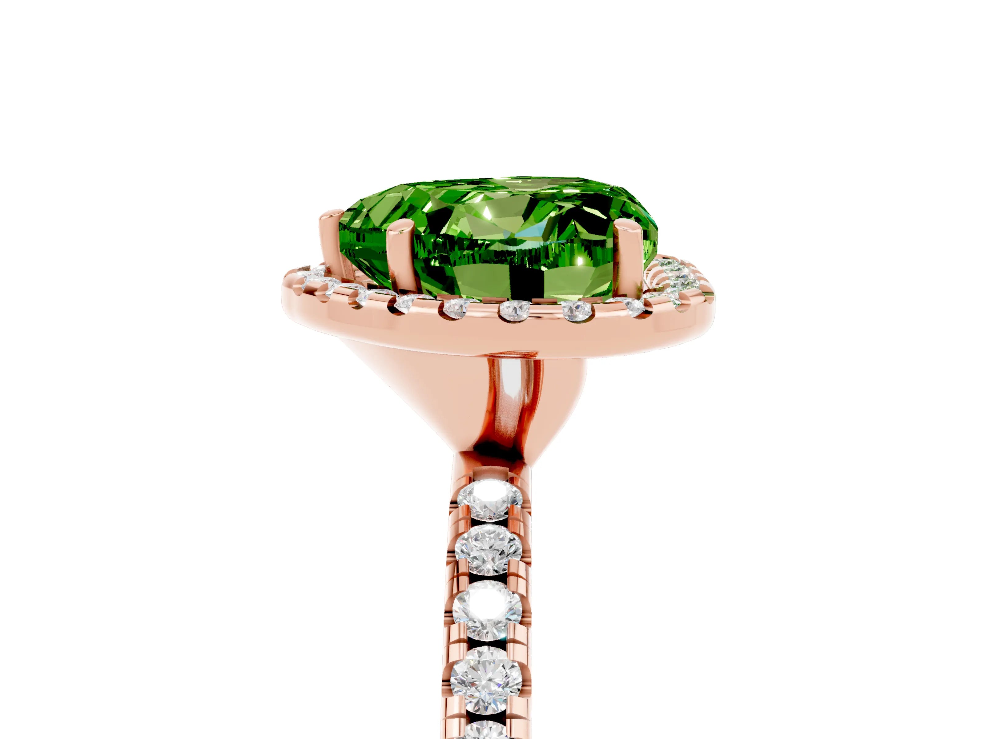 Rose gold Heart Cut Halo Round Diamond Pavé Band Four-Prong Ring_5