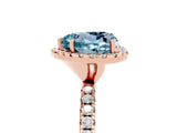 Rose gold Heart Cut Halo Round Diamond Pavé Band Four-Prong Ring_5