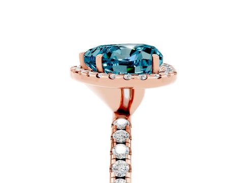Rose gold Heart Cut Halo Round Diamond Pavé Band Four-Prong Ring_5