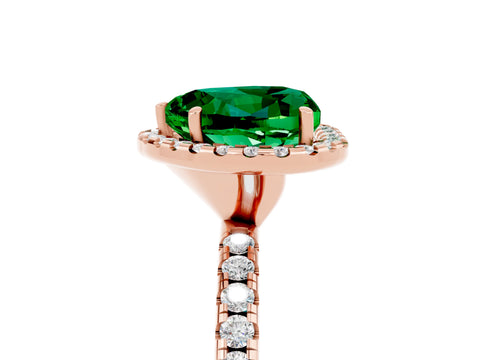 Rose gold Heart Cut Halo Round Diamond Pavé Band Four-Prong Ring_5