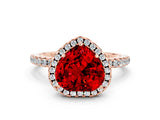 Rose gold Heart Cut Halo Round Diamond Pavé Band Four-Prong Ring
