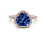 Rose gold Heart Cut Halo Round Diamond Pavé Band Four-Prong Ring