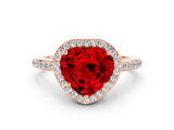 Rose gold Heart Cut Halo Round Diamond Pavé Band with Four-Prong Setting