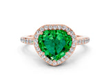 Rose gold Heart Cut Halo Round Diamond Pavé Band with Four-Prong Setting