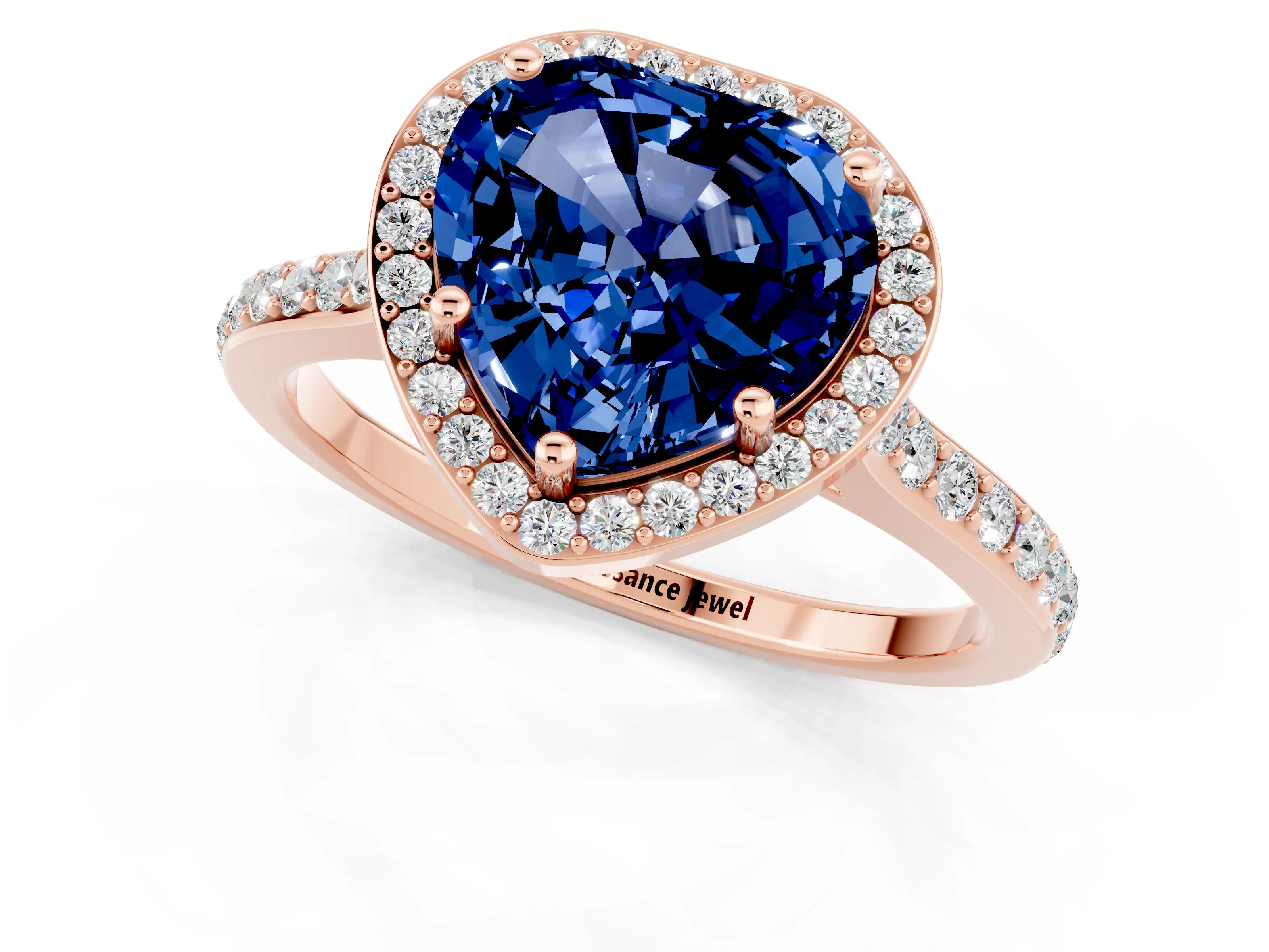 Rose gold Heart Cut Halo Round Diamond Pavé Band with Four-Prong Setting_1