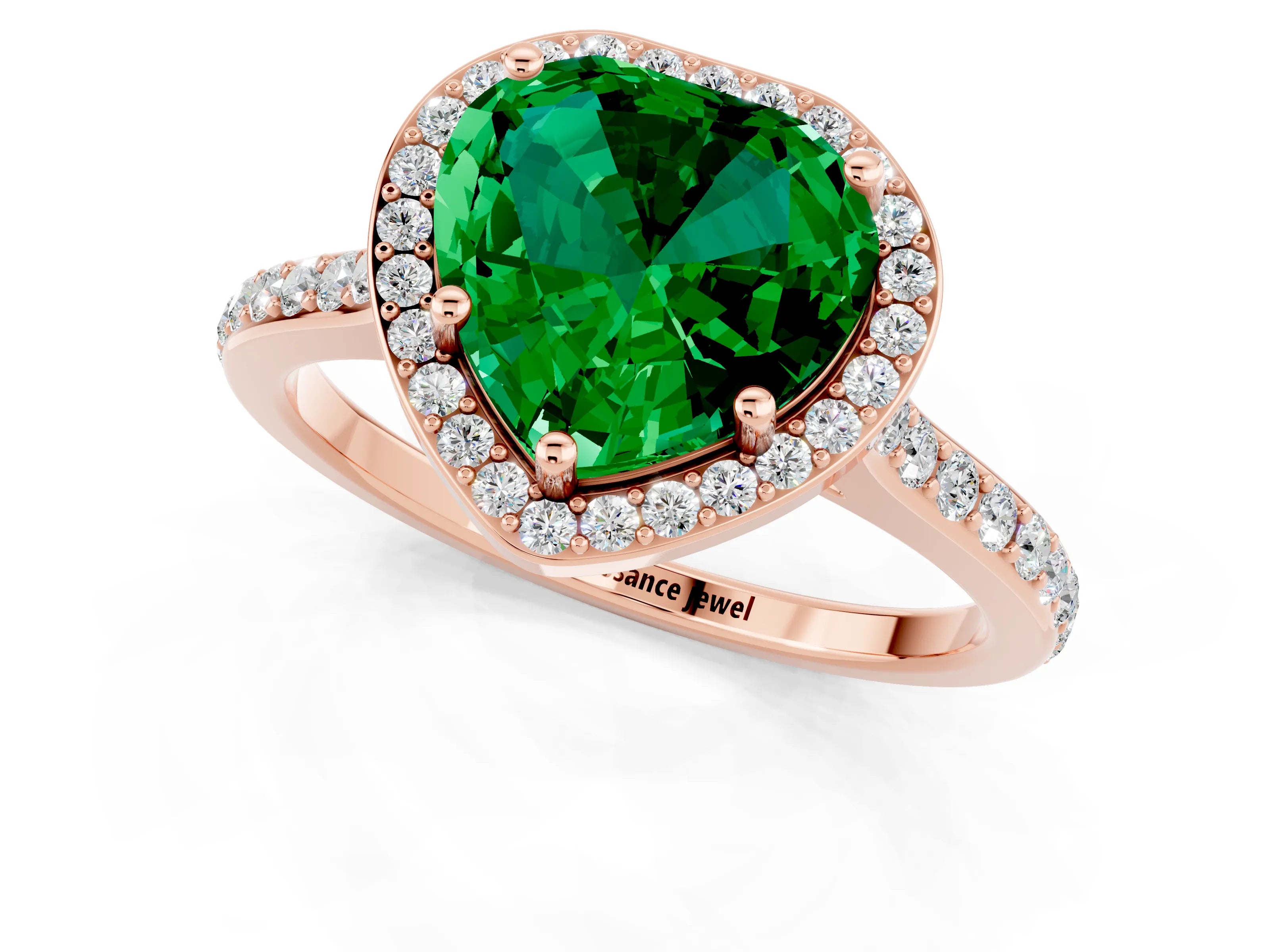 Rose gold Heart Cut Halo Round Diamond Pavé Band with Four-Prong Setting_1