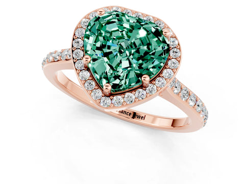 Rose gold Heart Cut Halo Round Diamond Pavé Band with Four-Prong Setting_1