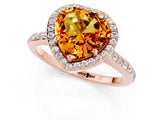 Rose gold Heart Cut Halo Round Diamond Pavé Band with Four-Prong Setting_1
