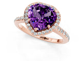Rose gold Heart Cut Halo Round Diamond Pavé Band with Four-Prong Setting_1