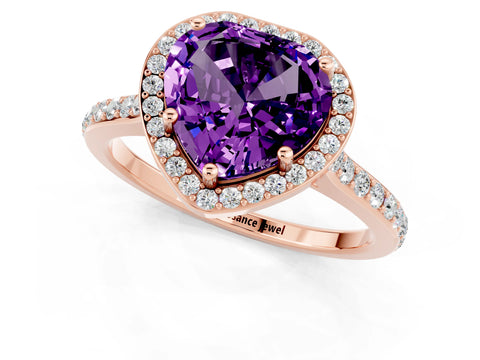 Rose gold Heart Cut Halo Round Diamond Pavé Band with Four-Prong Setting_1