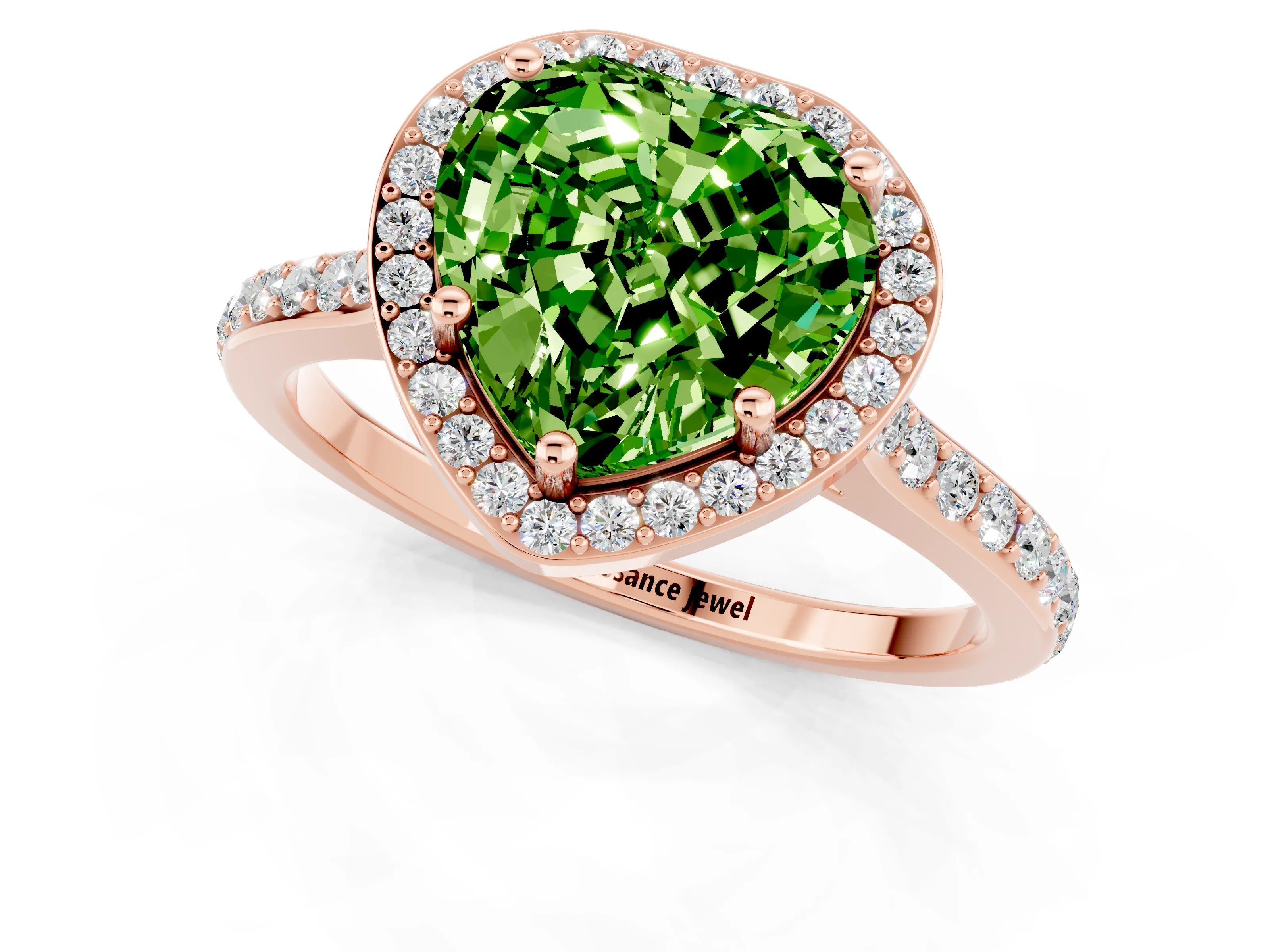 Rose gold Heart Cut Halo Round Diamond Pavé Band with Four-Prong Setting_1