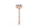 Rose gold Heart Cut Halo Round Diamond Pavé Band with Four-Prong Setting_2
