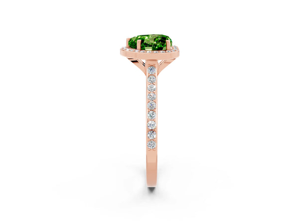 Rose gold Heart Cut Halo Round Diamond Pavé Band with Four-Prong Setting