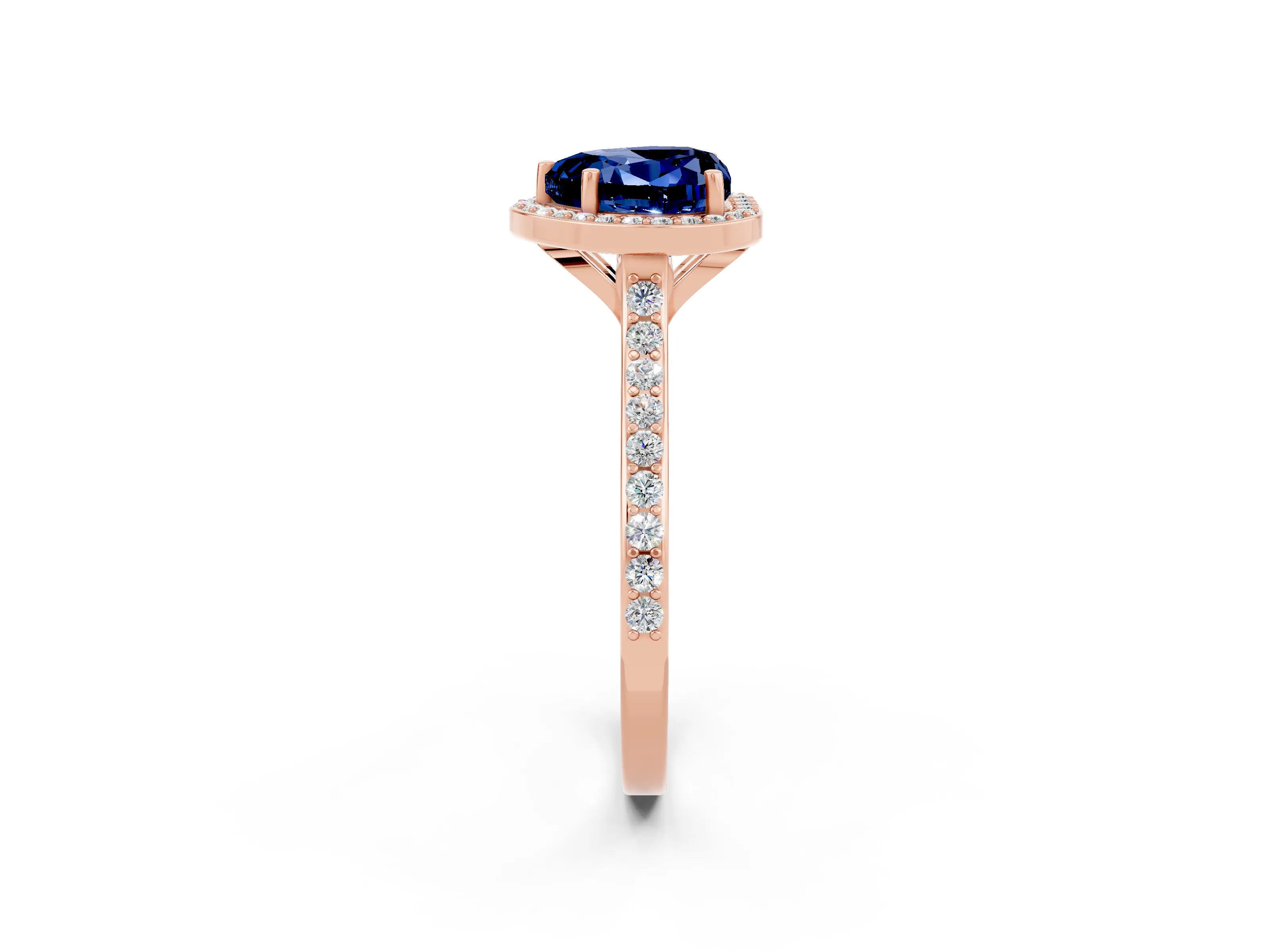 Rose gold Heart Cut Halo Round Diamond Pavé Band with Four-Prong Setting_2
