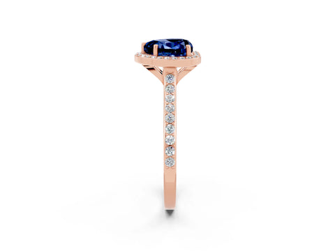 Rose gold Heart Cut Halo Round Diamond Pavé Band with Four-Prong Setting_2