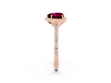 Rose gold Heart Cut Halo Round Diamond Pavé Band with Four-Prong Setting_2