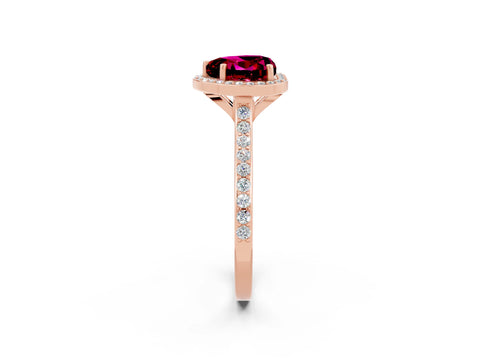 Rose gold Heart Cut Halo Round Diamond Pavé Band with Four-Prong Setting_2