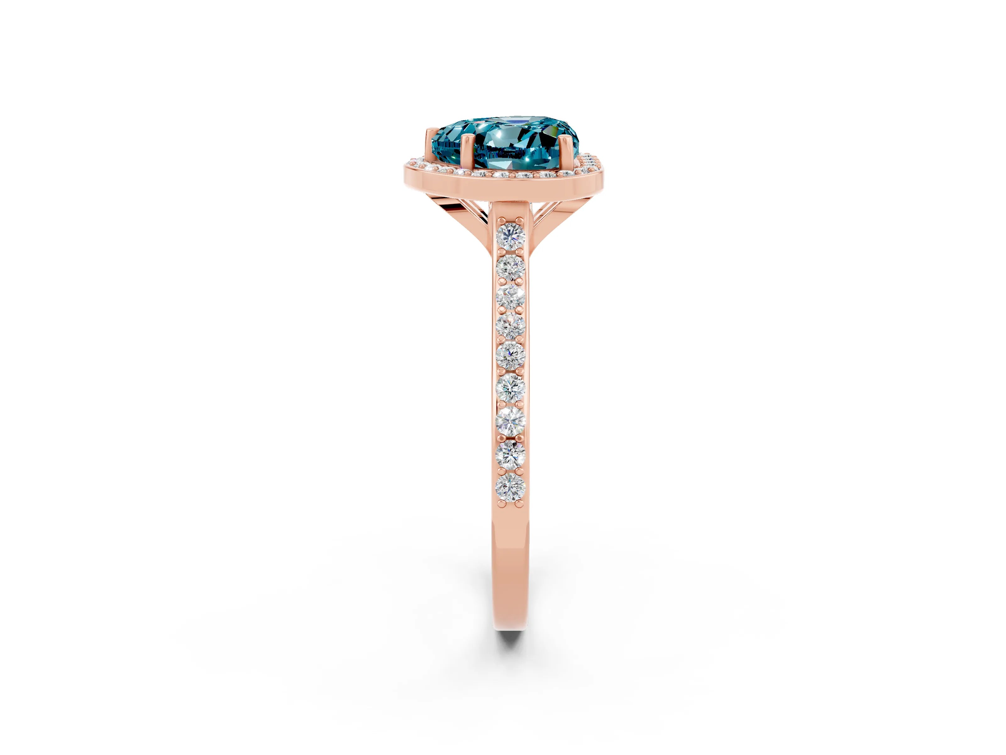 Rose gold Heart Cut Halo Round Diamond Pavé Band with Four-Prong Setting_2