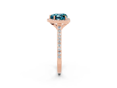 Rose gold Heart Cut Halo Round Diamond Pavé Band with Four-Prong Setting_2