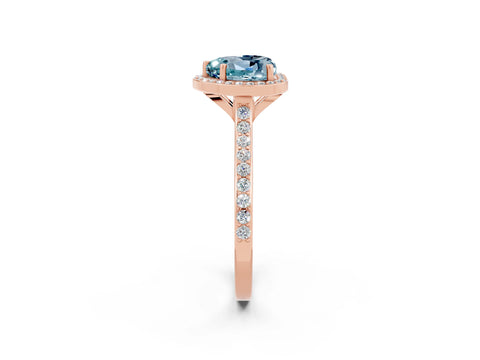 Rose gold Heart Cut Halo Round Diamond Pavé Band with Four-Prong Setting_2