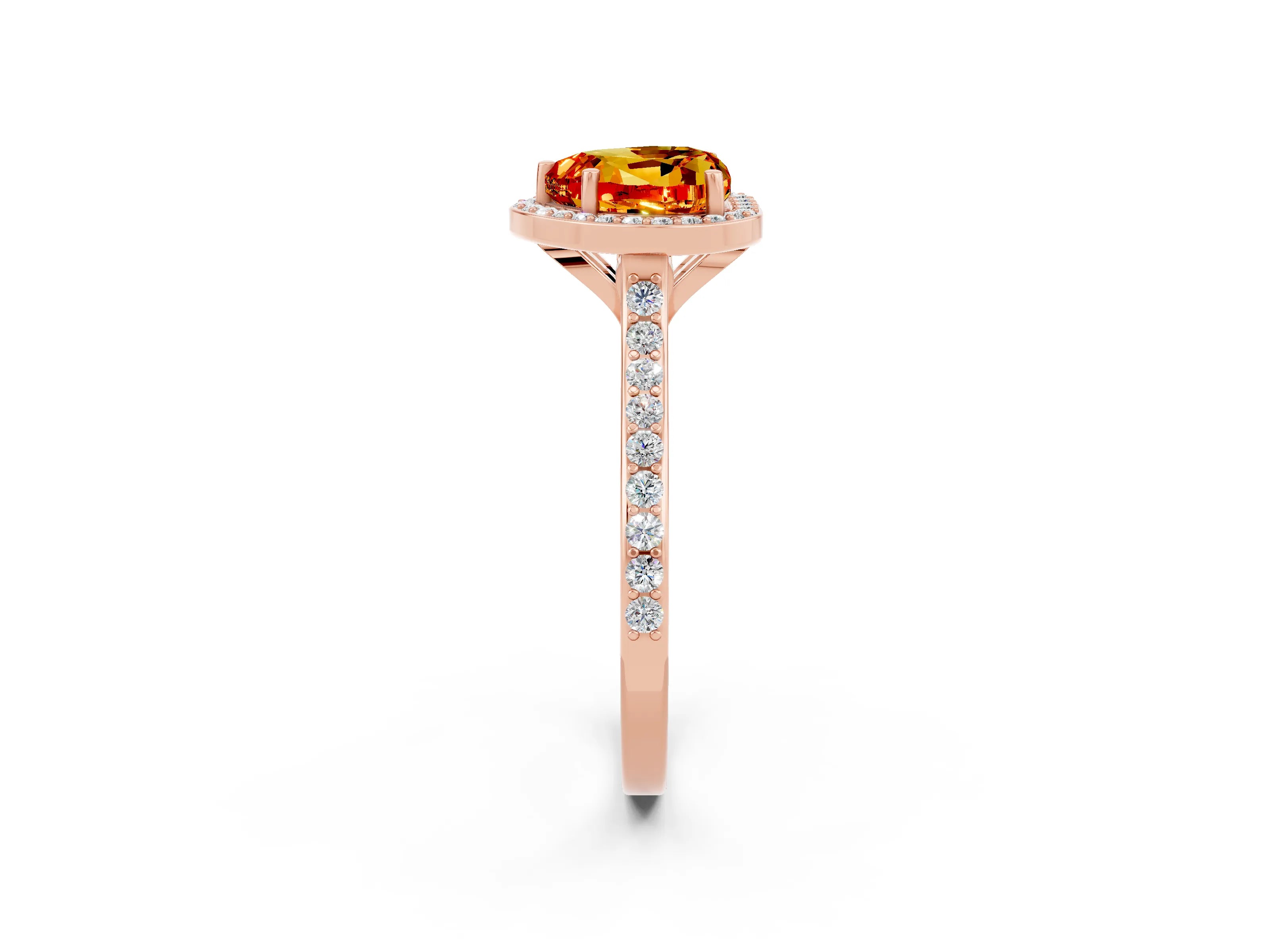 Rose gold Heart Cut Halo Round Diamond Pavé Band with Four-Prong Setting_2